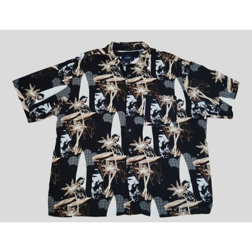 Ivy Crew Hawaiian Shirt Front Pocket XL 100% Rayon Surfer Girl Short Sleeve